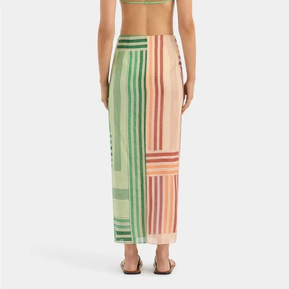 SIR. The Label Marisol Twist Skirt in Multi Patchwork Stripe - Picture 5 of 5